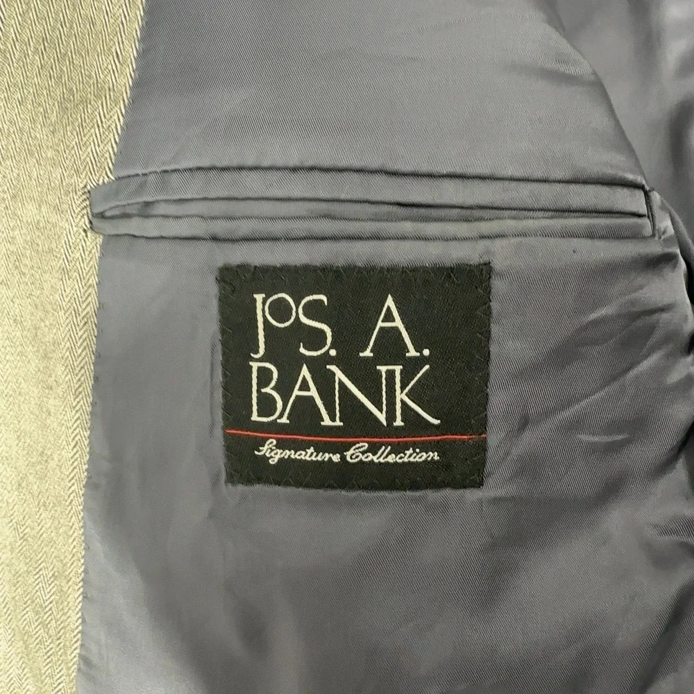 Jos A Bank Signature Collection Blazer Mens 42R Tan Silk‎ Camel Hair Herringbone